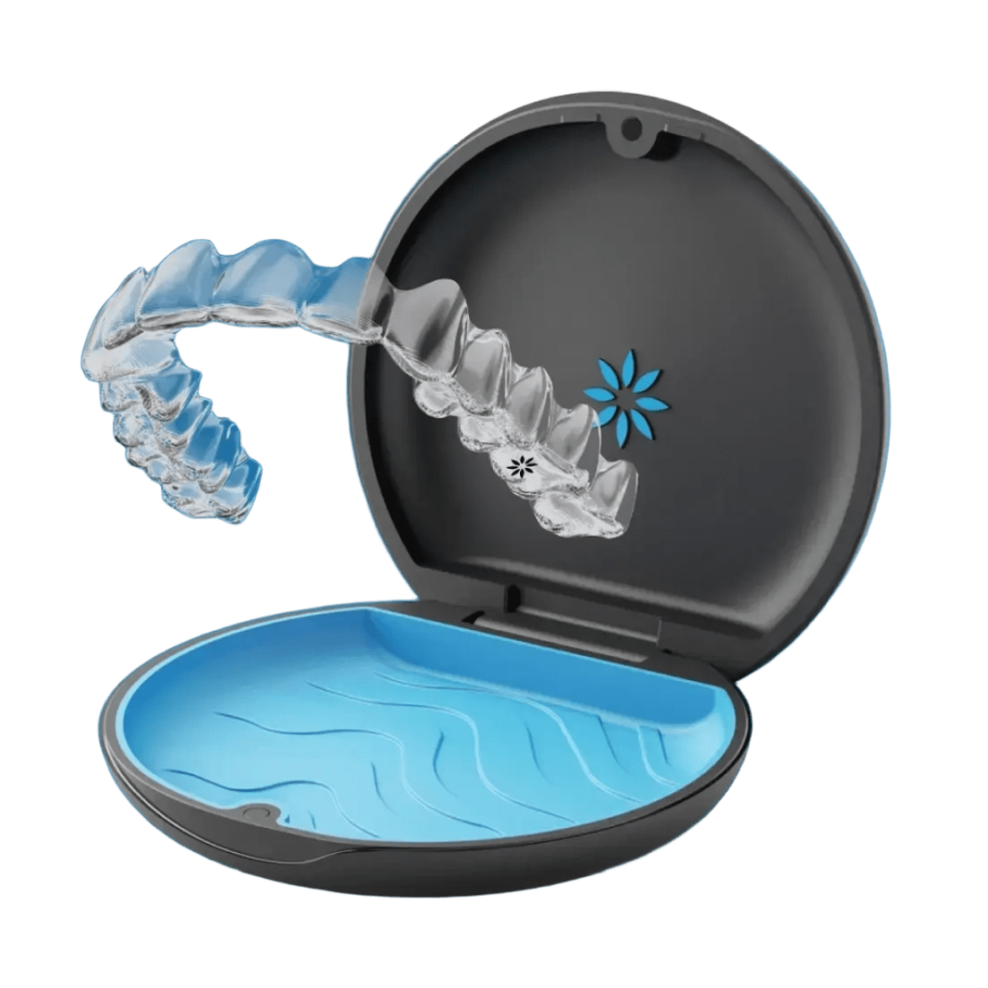Invisalign clear aligner tray on dark background | Advanced Orthodontics in Burien, WA